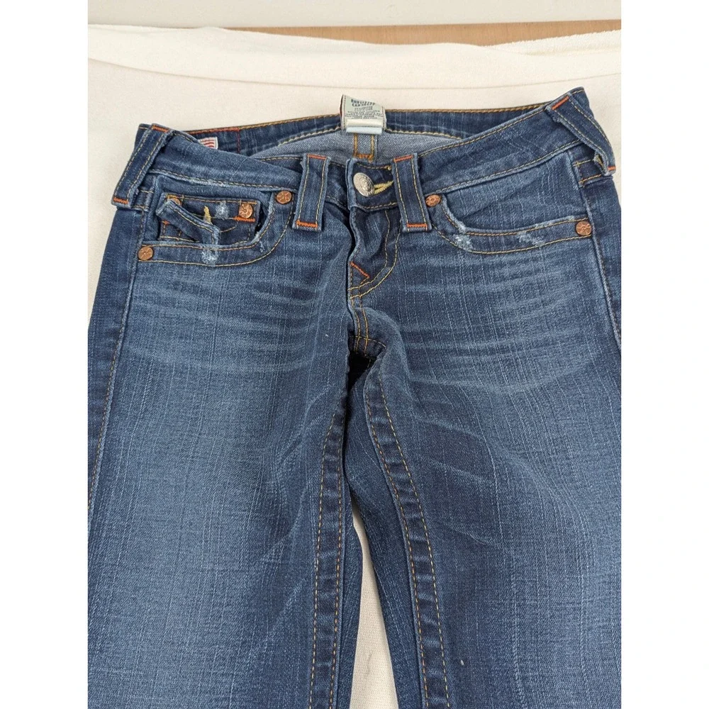 True Religion Billy Men Dark Wash Straight Leg Flap Pocket Jeans Size 25 USA